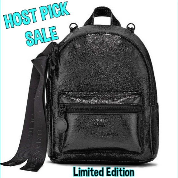 Victoria's Secret Handbags - HP $ALE⭐️NEW- VS Black Crackle Mini Backpack LE